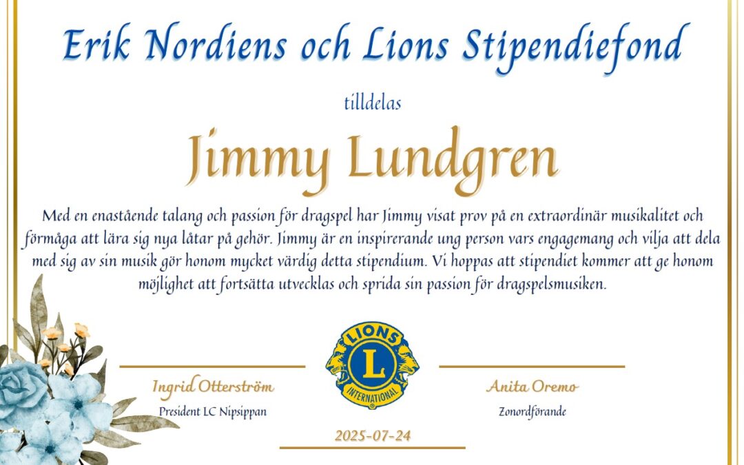 Erik Nordiens  och Lions Stipendium