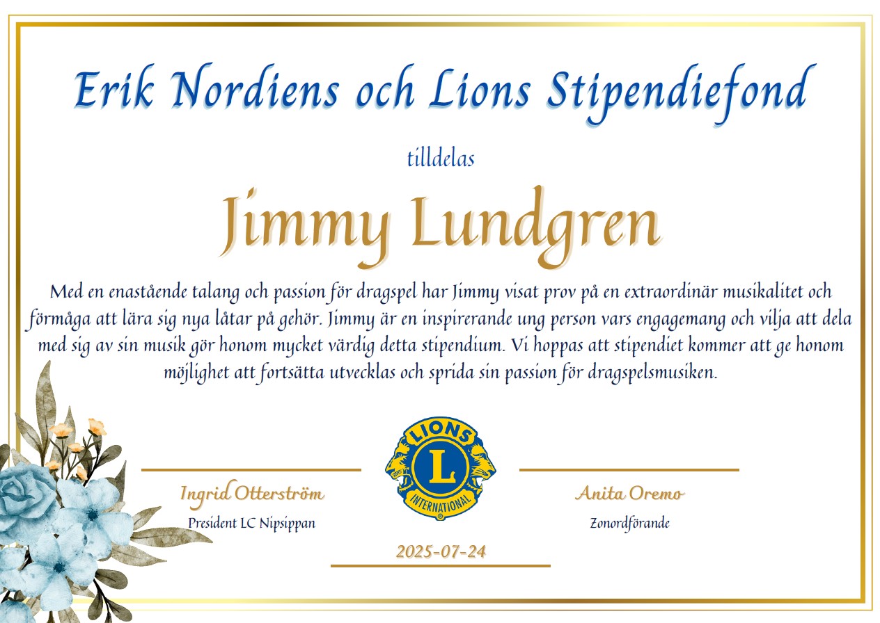 Erik Nordiens  och Lions Stipendium
